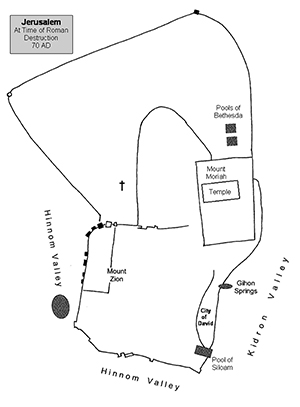 Jerusalem Walls  70 AD - At the time of the first Roman Destruction