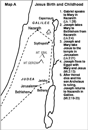 A map of Jesus' Childhood, 4 BC-28 AD